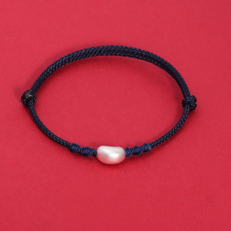 999 Sterling Silver Bean Design Luck Connection Handmade Braided Bracelet - Image 11