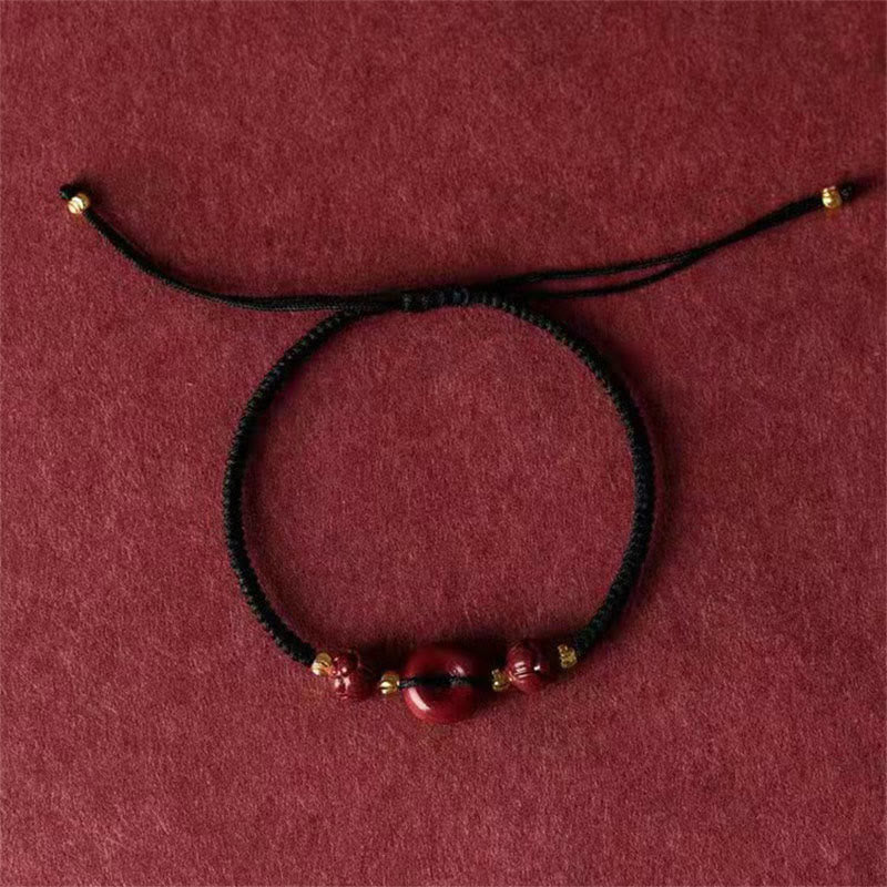 Handmade Lotus Cinnabar Peace Buckle Blessing Braid Bracelet - Image 19