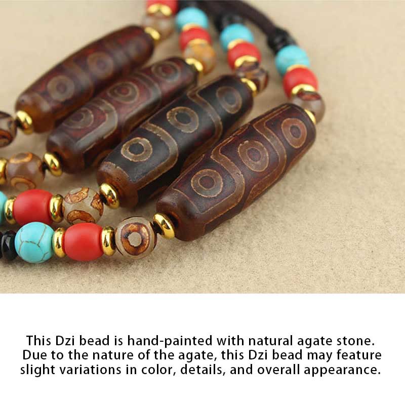Tibetan Nine-Eye Dzi Bead Three-eyed Dzi Bead Protection String Necklaces Pendant - Image 5