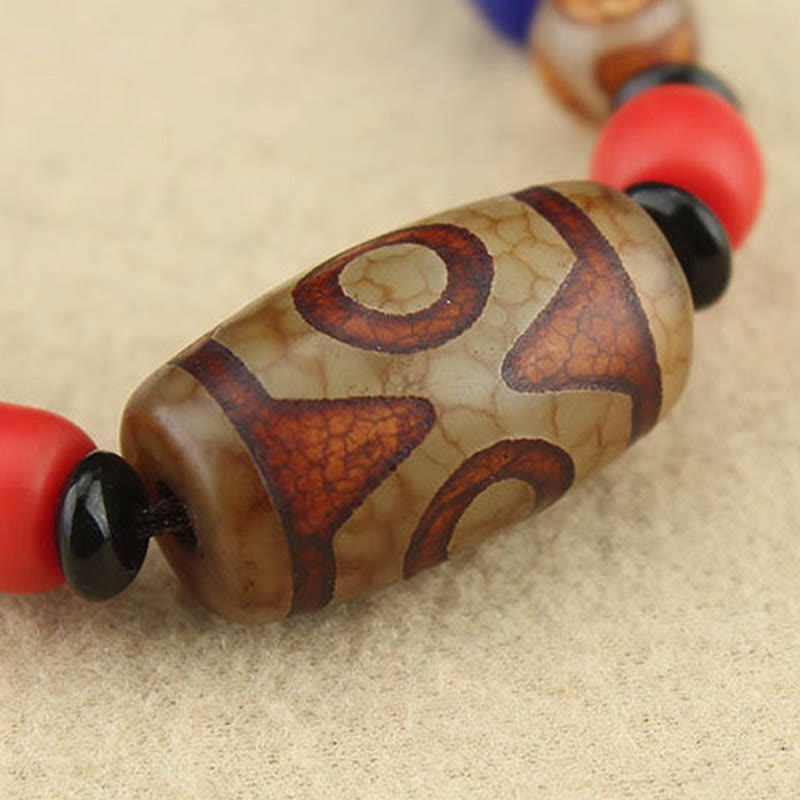 Tibetan Nine-Eye Dzi Bead Three-eyed Dzi Bead Protection String Necklaces Pendant - Image 16