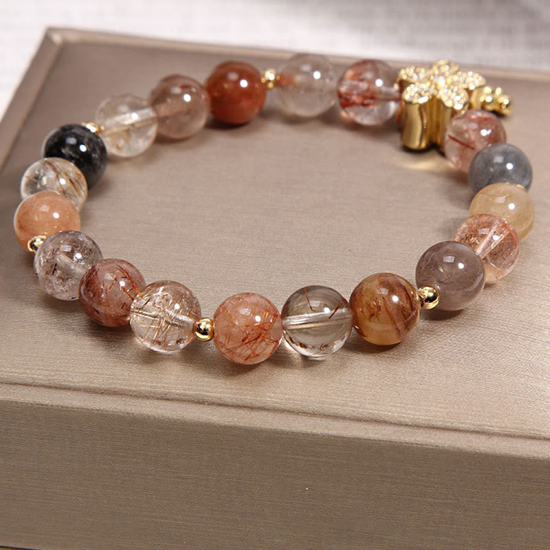 Multicolored Rutilated Quartz Citrine Wealth Protection Flower Bracelet - Image 3