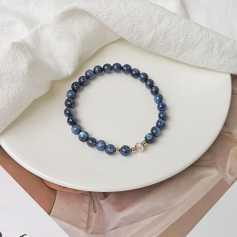 14K Gold Plated Copper Aquamarine White Crystal White Agate Blue Crystal Healing Bracelet - Image 13