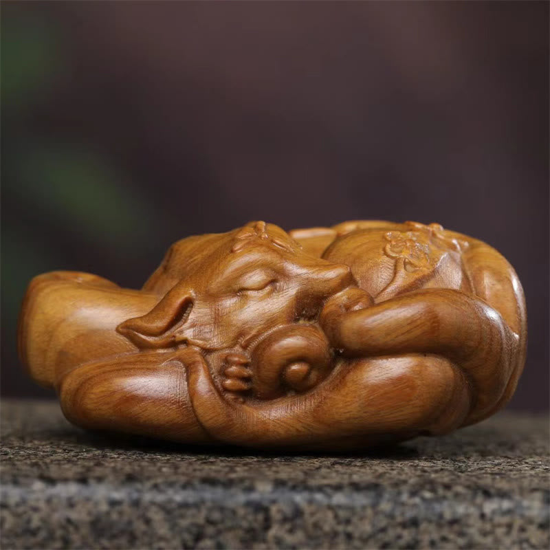 Mini Nine Tailed Fox Green Sandalwood Peace Decoration Car Hanging Decoration - Image 4