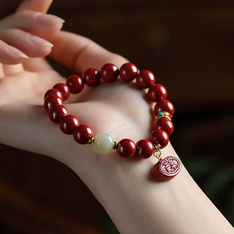 Cinnabar Jade Healing Protection Charm Bracelet - Image 3