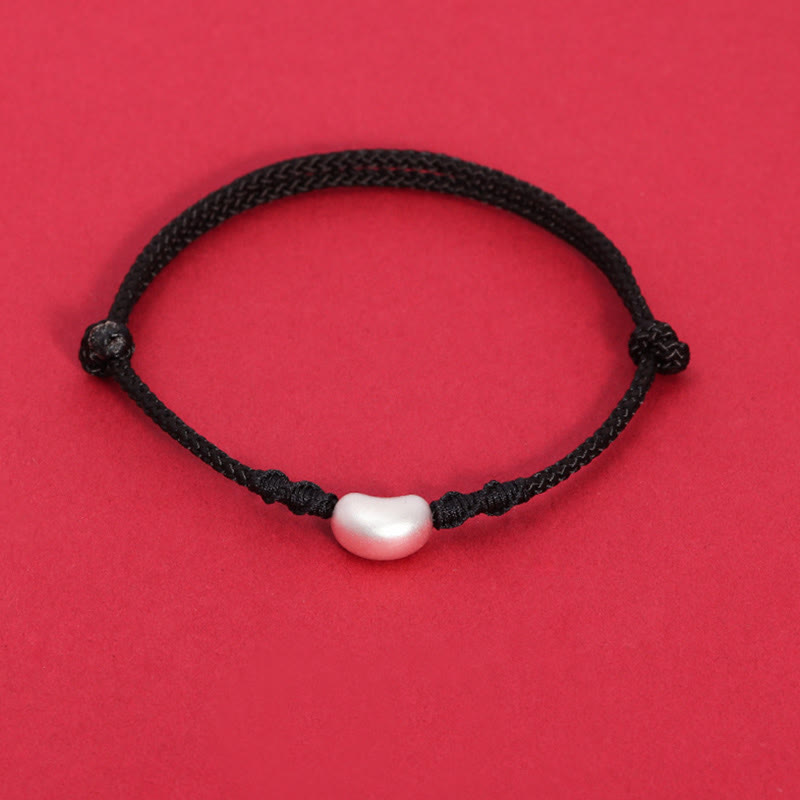 999 Sterling Silver Bean Design Luck Connection Handmade Braided Bracelet - Image 12