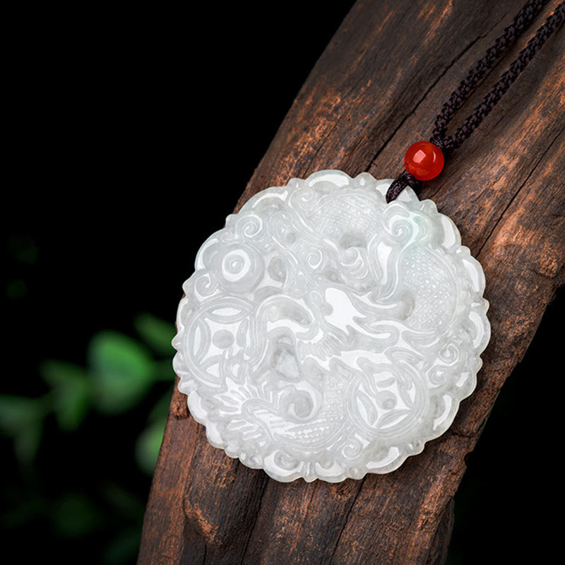 White Jade Dragon Protection Necklace String Pendant - Image 5