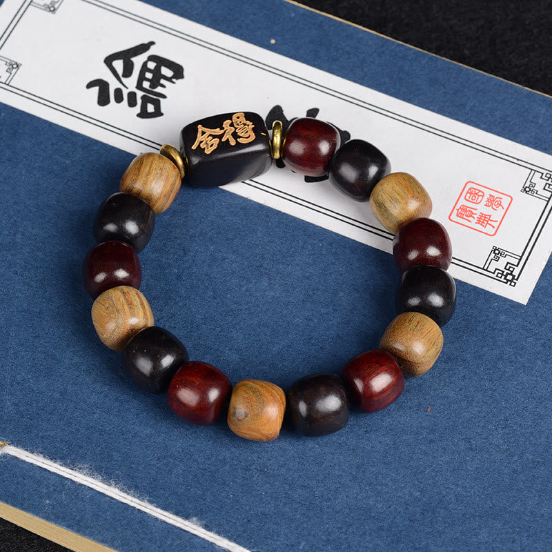 Multicolored Green Sandalwood Ebony Wood Red Sandalwood Peace Bracelet