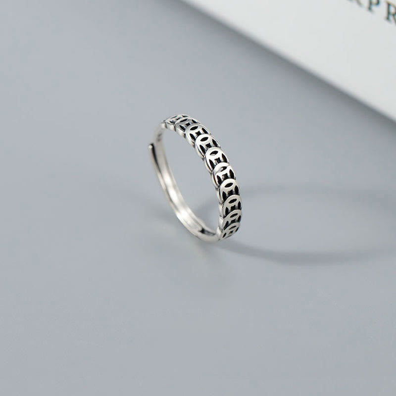 Vintage Copper Coin Design Luck Adjustable Ring - Image 11