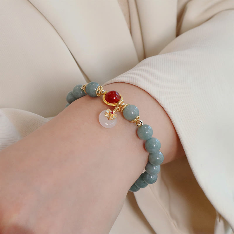 Natural Jade Red Agate Pearl Bow Tie Luck Bracelet - Image 8