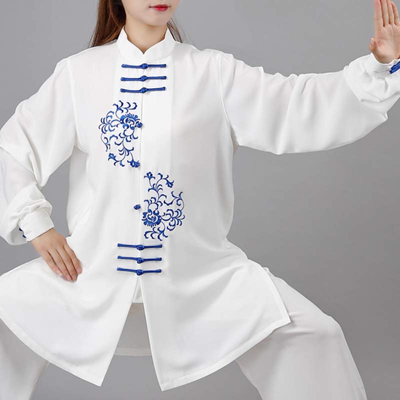 Flower Embroidery Meditation Prayer Spiritual Zen Tai Chi Qigong Practice Unisex Clothing Set - Image 15