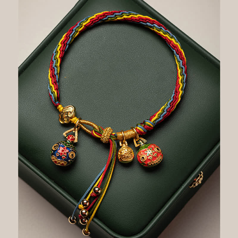 Gold Swallowing Beast Family Luck Reincarnation Knot Colorful String Bracelet - Image 9