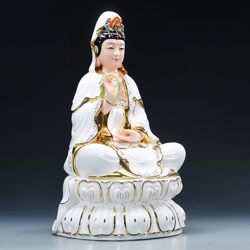 Chenrezig Bodhisattva Avalokitesvara Success Ceramic Statue Home Decoration - Image 3