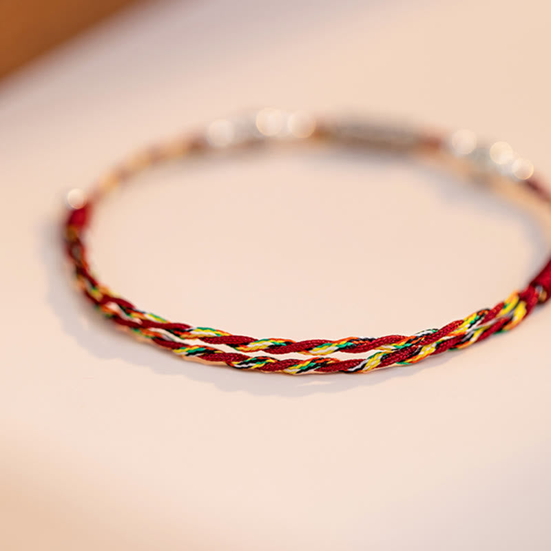 925 Sterling Silver Luck Koi Fish Braided Colorful String Bracelet Anklet - Image 15