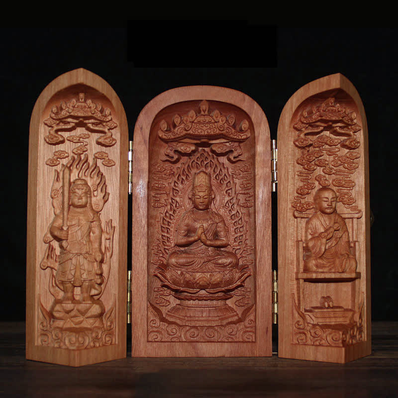 Avalokitesvara Kwan Yin Buddha Cherry Wood Compassion Home Decoration Altar - Image 8