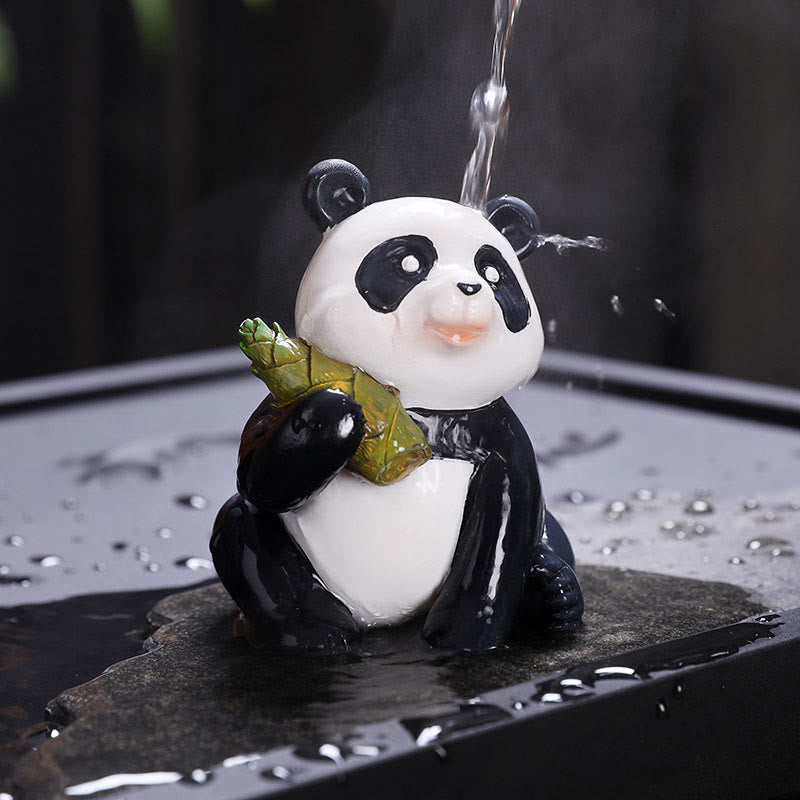 Color Changing Small Cute Panda Bamboo Tea Pet Resin Home Figurine Decoration - Image 7