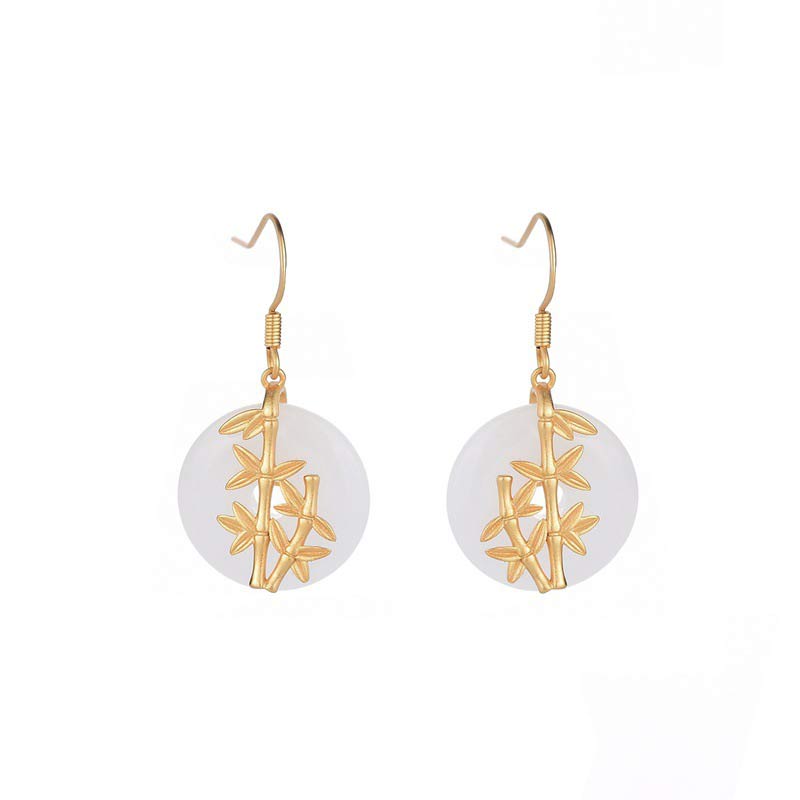 FengShui White Jade Fortune Earrings