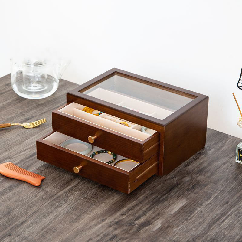 Retro Solid Wood Jewelry Box Jewelry Storage Box With Drawer - Image 14