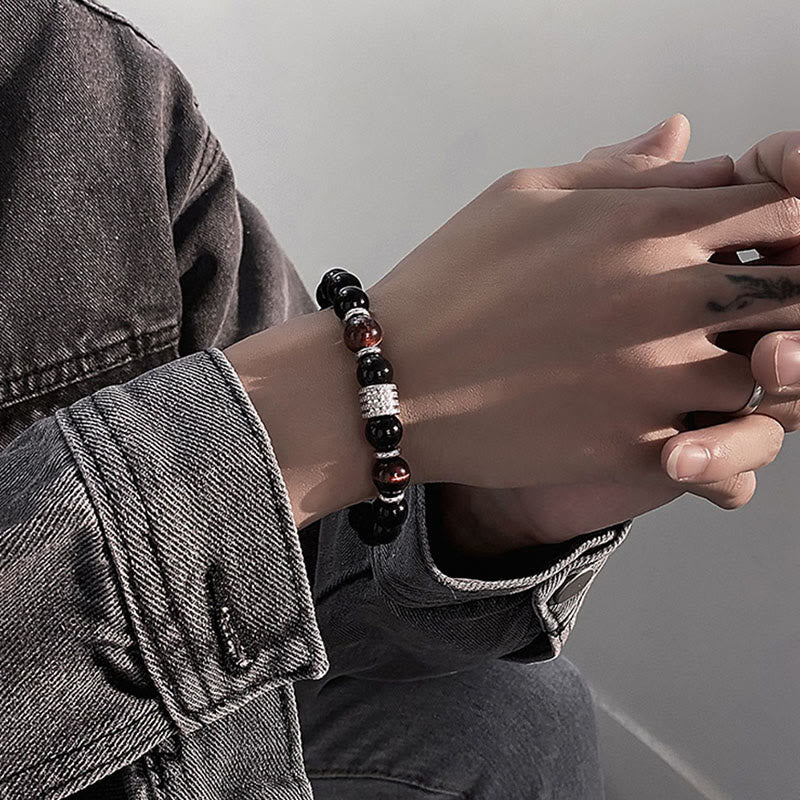 Natural Black Obsidian Tiger Eye Strength Fulfillment Bracelet - Image 14