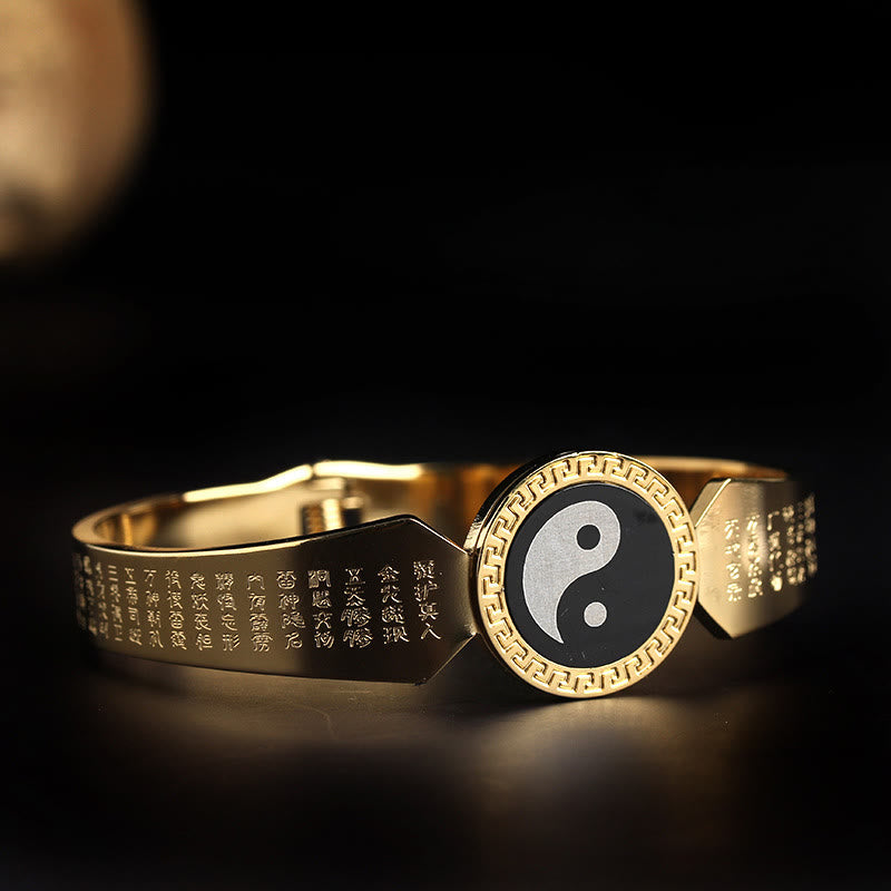 Yin Yang Lotus Om Mani Padme Hum Mantra Titanium Steel Harmony Bracelet Bangle