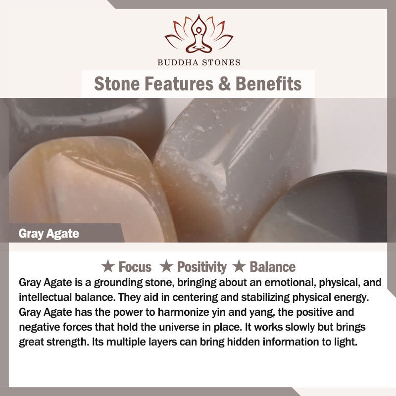 Gold Sheen Obsidian Gray Agate Lotus Charm Strengthen Double Wrap Bracelet - Image 8