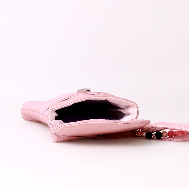 Small Embroidered Flowers Crossbody Bag Shoulder Bag Double Layer Cellphone Bag - Image 4