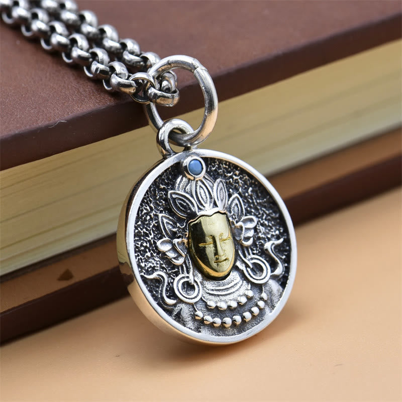925 Sterling Silver Green Tara Double Dorje Vajra Protection Necklace Pendant - Image 5