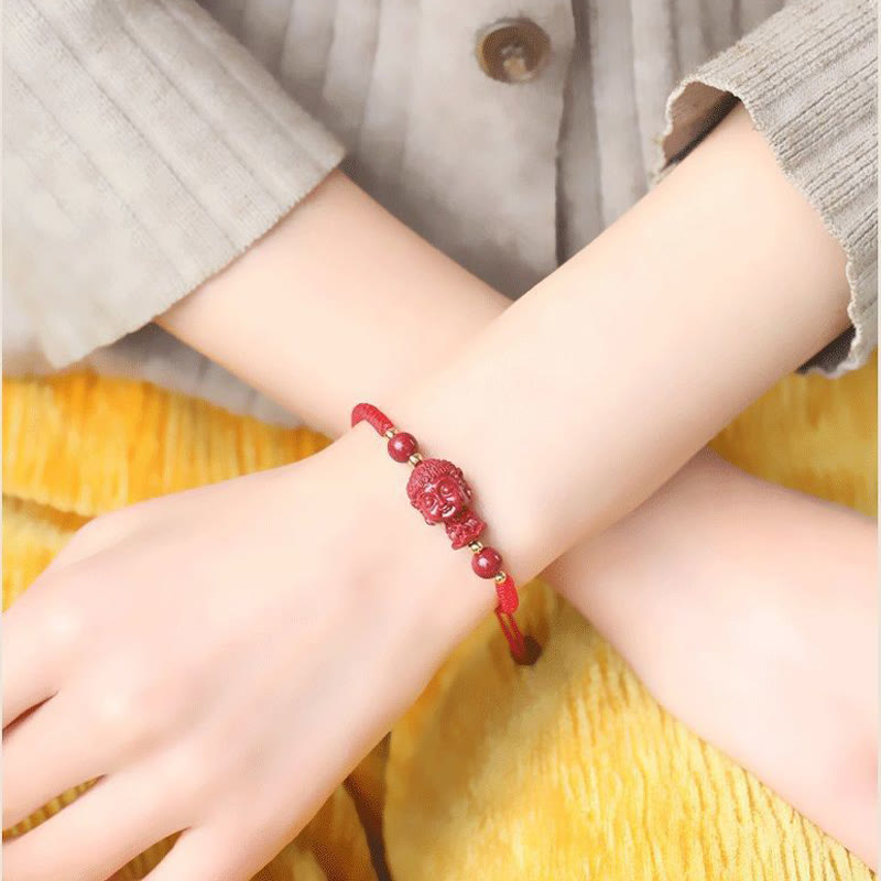 Chinese Zodiac Natal Buddha Cinnabar Amulet Blessing String Bracelet - Image 19