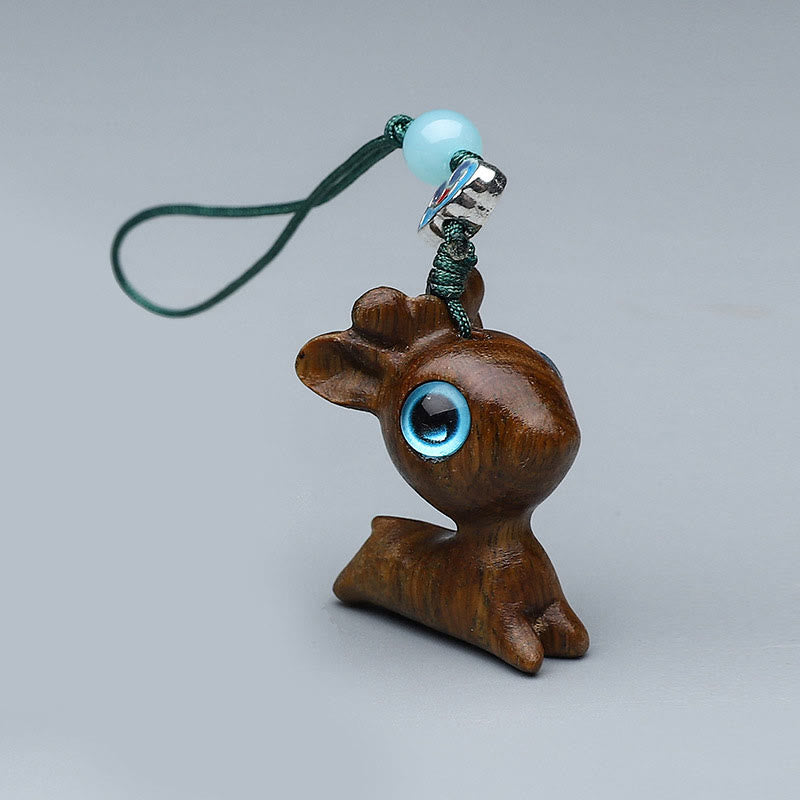 Green Sandalwood Mini Cute Animal Rabbit Cat Deer Whale Prosperity Phone Hanging Decorations - Image 13