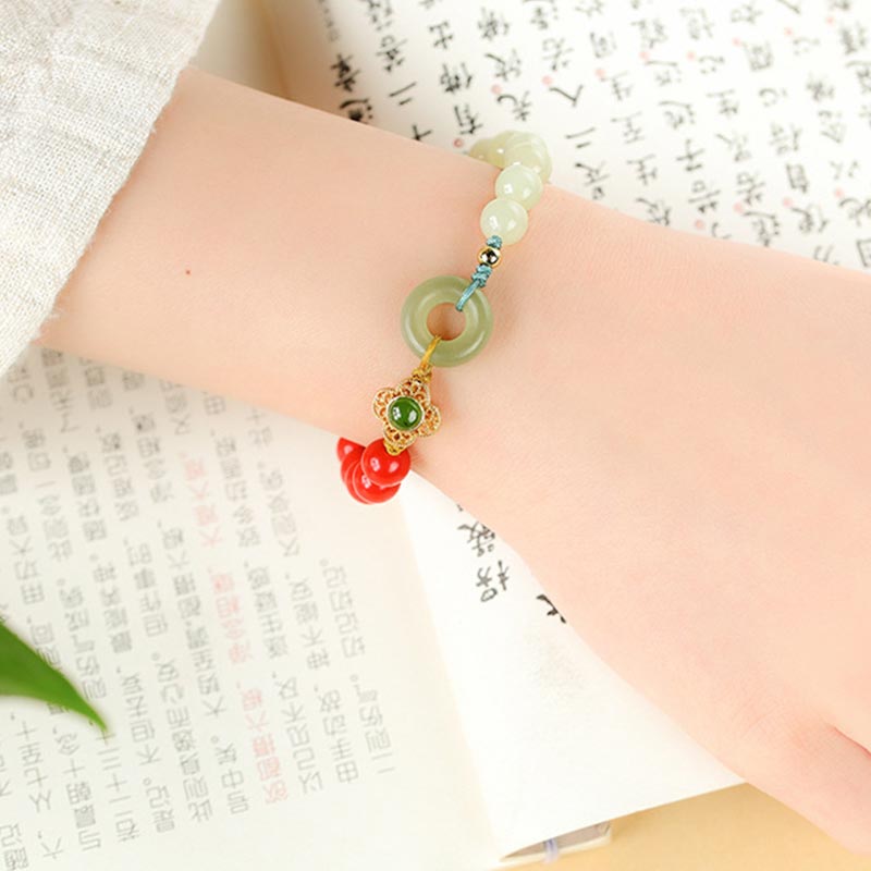 Natural Cinnabar Jade Blessing Bracelet - Image 5