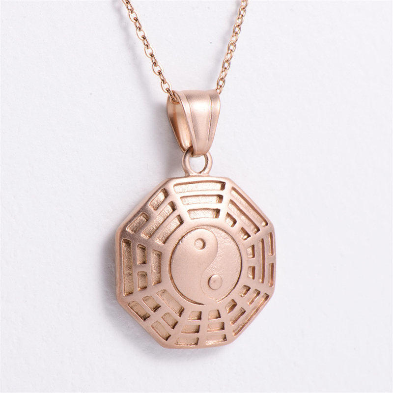 Bagua Yin Yang Titanium Steel Balance Necklace Chain Pendant - Image 10