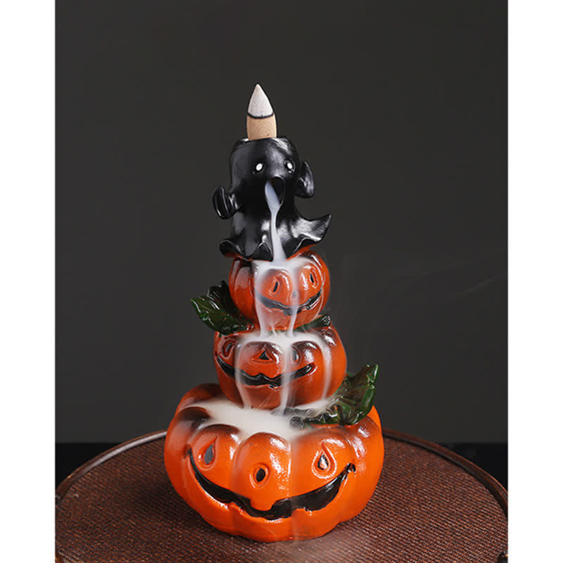 Halloween Pumpkins Ghost Resin Backflow Smoke Fountain Incense Burner Decoration - Image 10