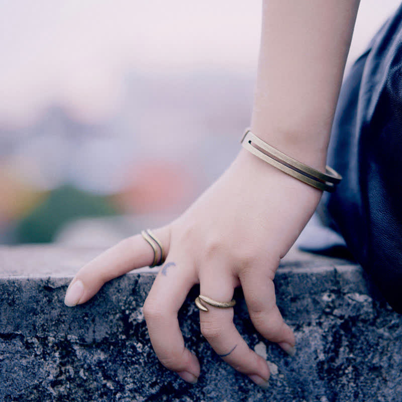 Rustic Copper Luck Viking Cuff Bracelet - Image 3