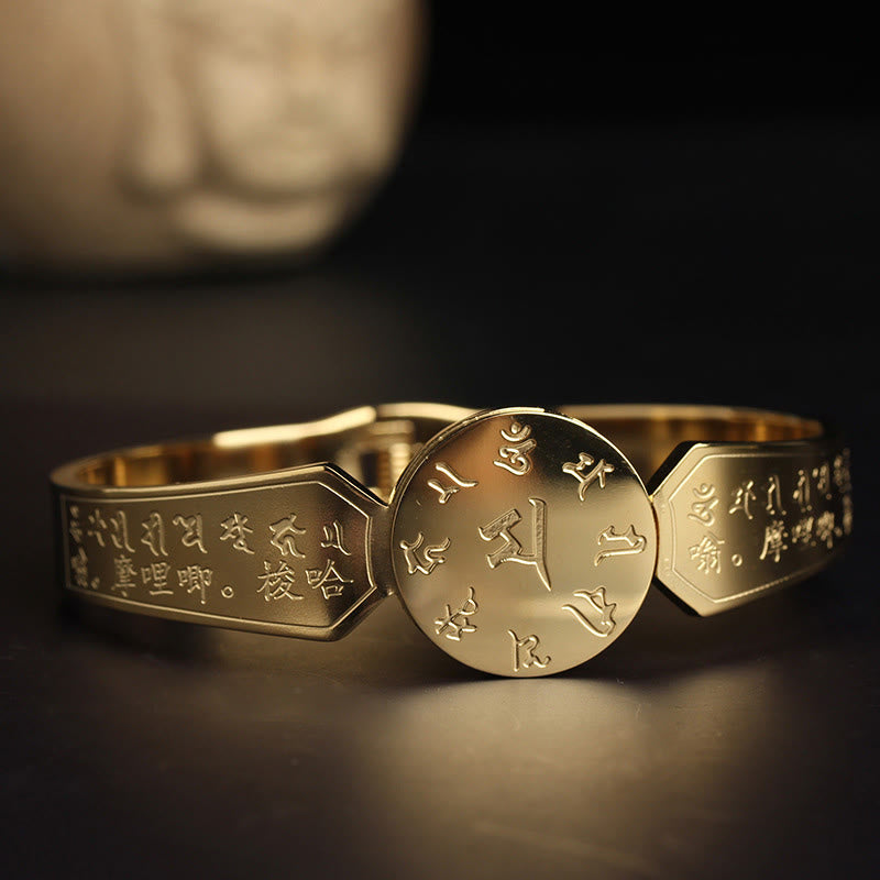 Yin Yang Lotus Om Mani Padme Hum Mantra Titanium Steel Harmony Bracelet Bangle - Image 21