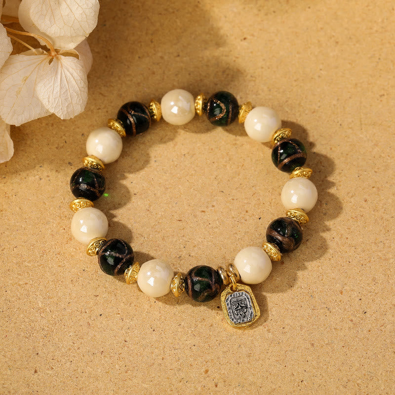 Tibetan Zakiram Goddess of Wealth Charm Liuli Glass Incense Ash Porcelain Bead Protection Bracelet - Image 12