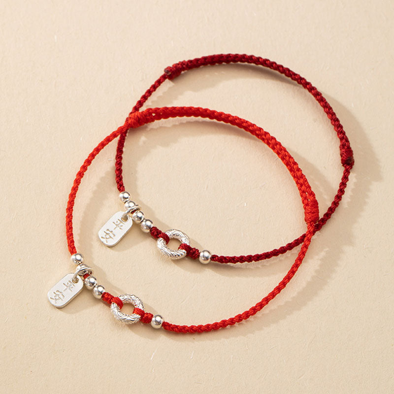 925 Sterling Silver Auspicious Clouds Peace Buckle Safe And Sound Bracelet Anklet - Image 3