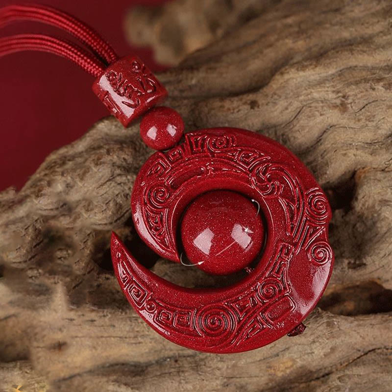 One's Luck Improves Design Patern Natural Cinnabar Concentration Necklace Pendant - Image 3