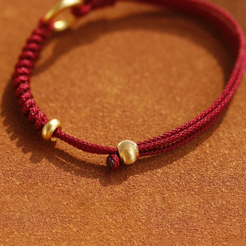 Alloy Peace Buckle Luck Red String Bracelet - Image 12