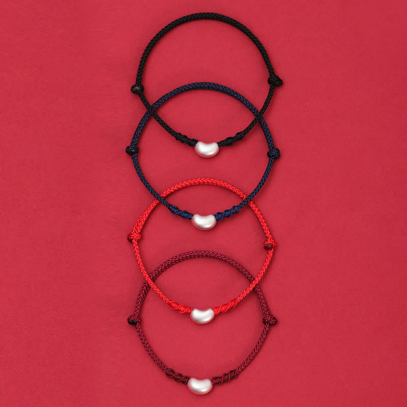 999 Sterling Silver Bean Design Luck Connection Handmade Braided Bracelet - Image 14