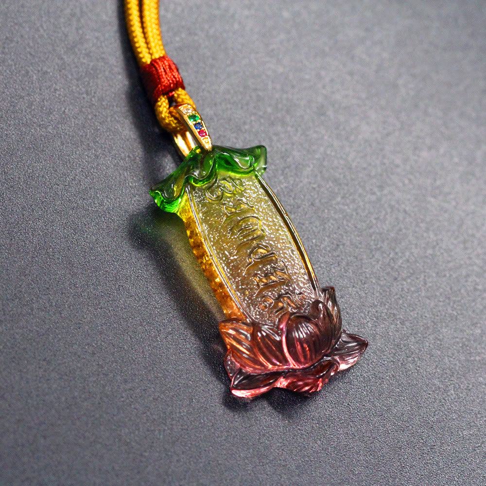 Buddha Liuli Lotus Six Character Om Mani Padme Hum Peace Necklace