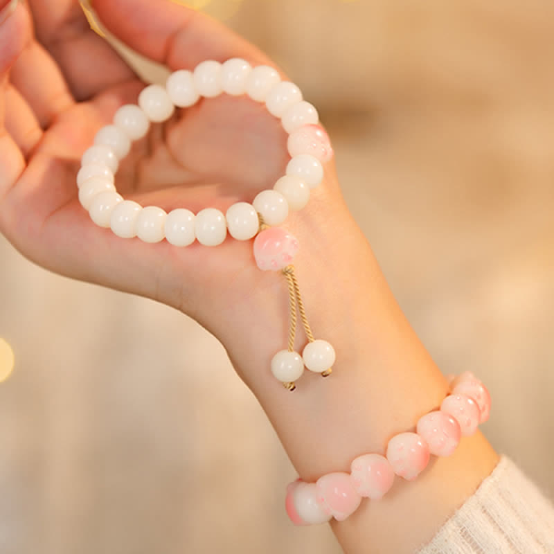 Natural Bodhi Seed Lovely Paw Lucky Cat Paw Peace Bracelet - Image 7