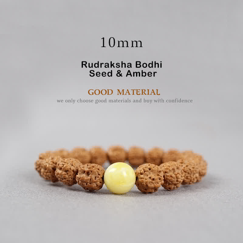 Tibet Rudraksha Bodhi Seed Dzi Bead Amber Turquoise Wealth Bracelet - Image 13
