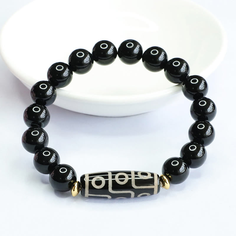 Tibetan Nine-Eye Dzi Bead Black Onyx Power Bracelet - Image 7