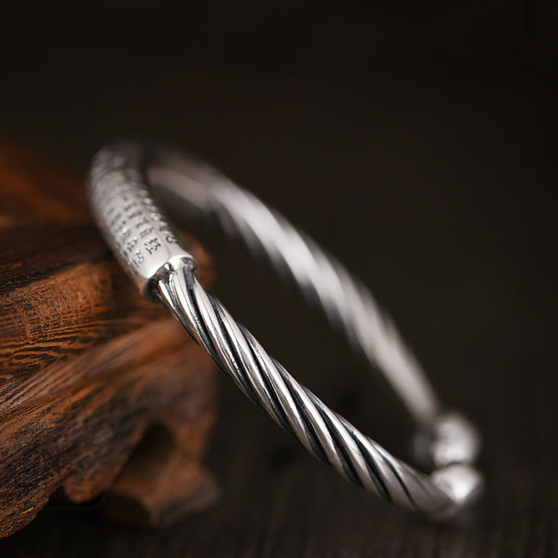 Tibetan Om Mani Padme Hum Heart Sutra Purity Cuff Bracelet - Image 6