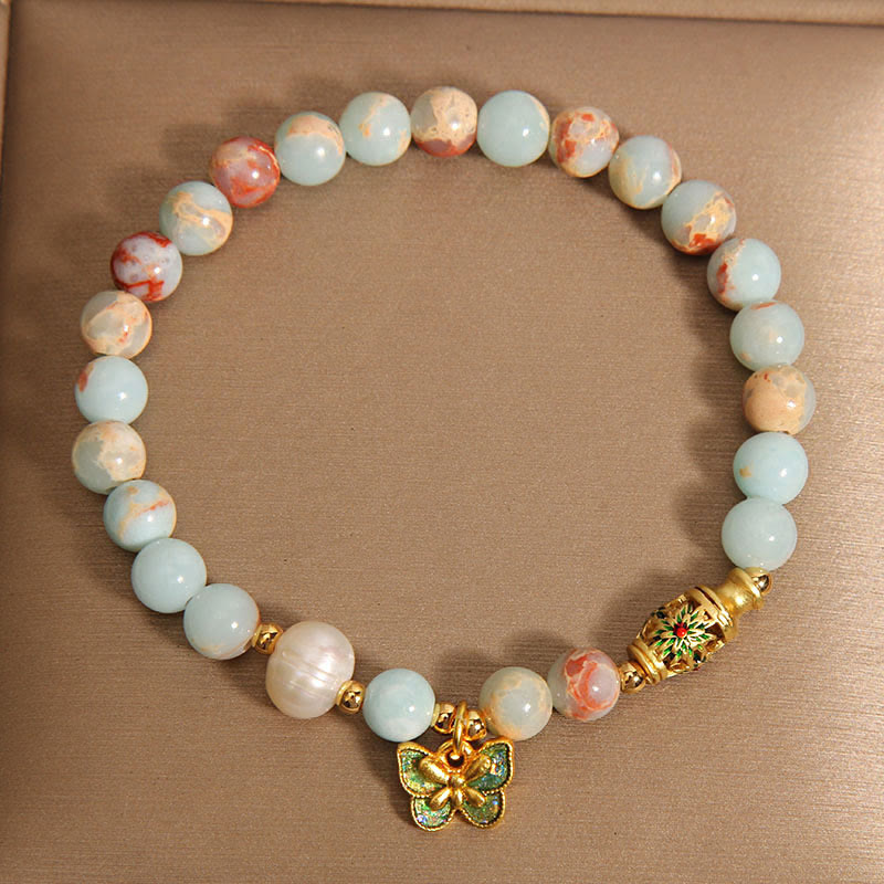 Shoushan Stone Pearl Butterfly Wealth Bracelet - Image 6