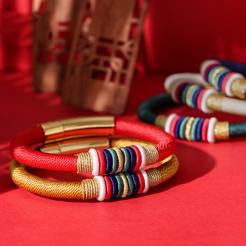 Tibetan Handmade Colorful King Kong Knot Five Elements Luck Braid String Bracelet