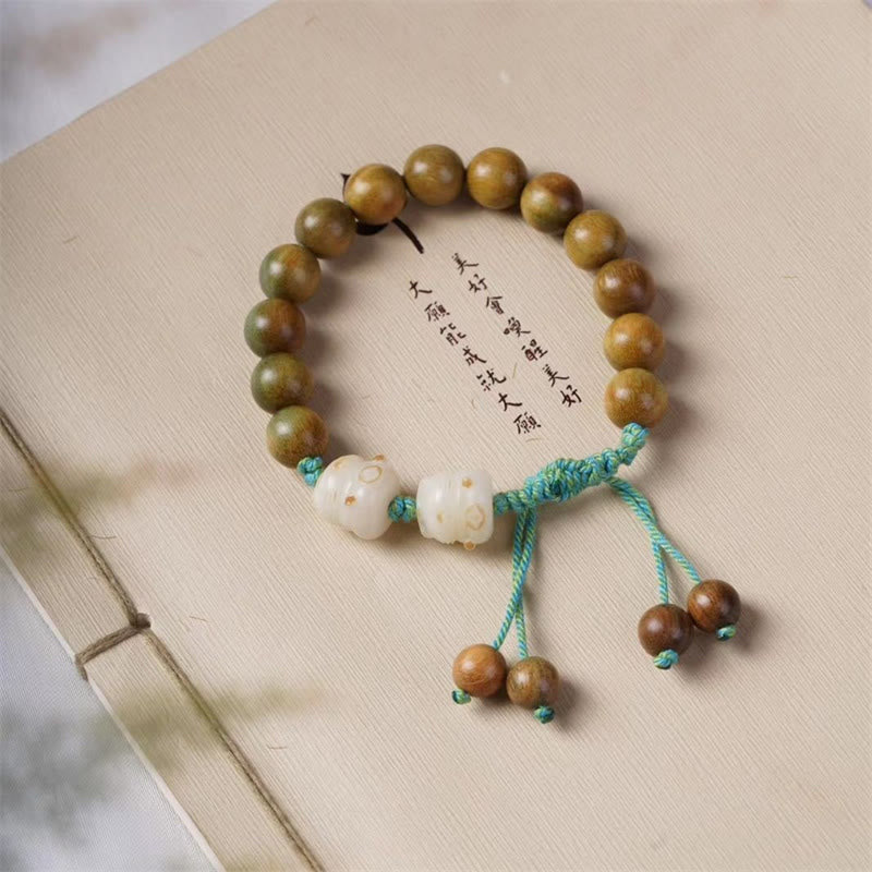 Green Sandalwood Bodhi Seed Lucky Cat Positive Bracelet