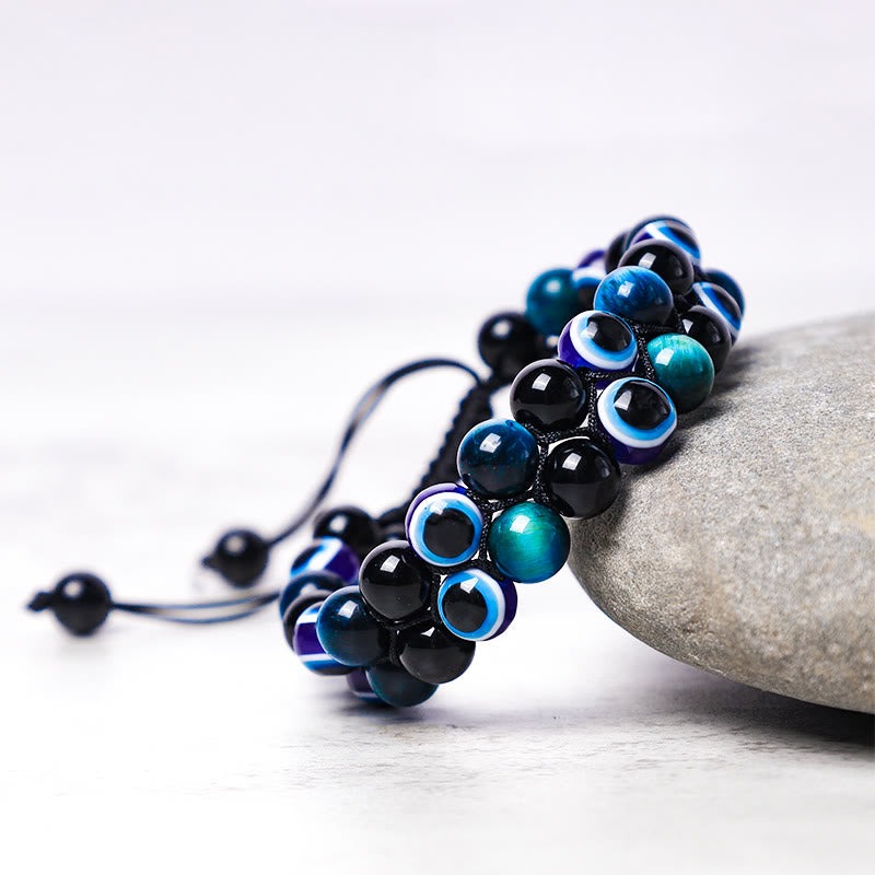 Evil Eye Hematite Tiger Eye Protection Beaded Bracelet - Image 6