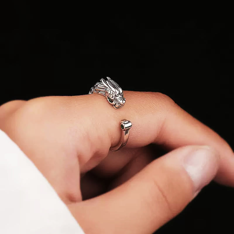 Vintage Dragon Design Success Strength Adjustable Ring - Image 6