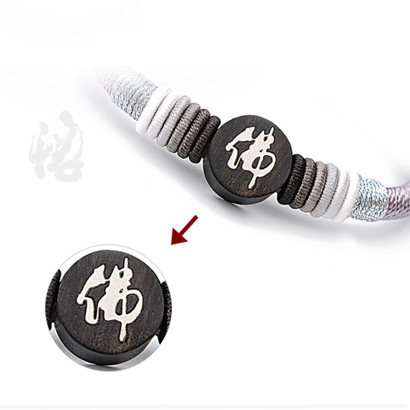 Buddha Character Ebony Handcrafted Rope Bracelet - Image 7