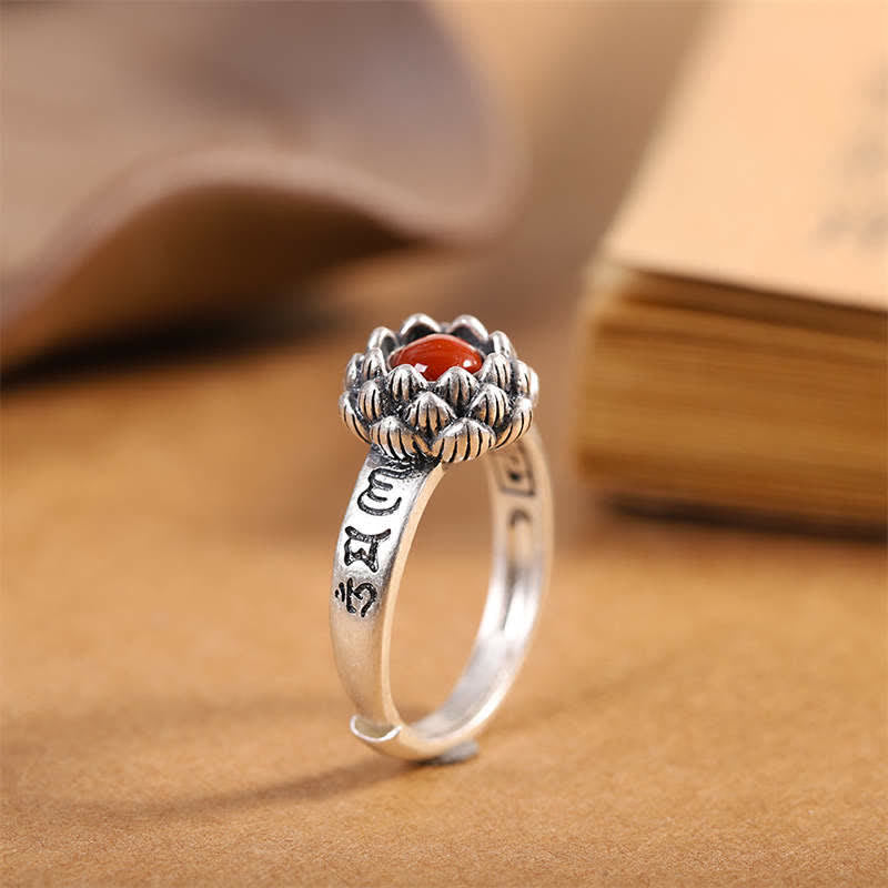 925 Sterling Silver Lotus Red Agate Confidence Blessing Ring (Extra 30% Off | USE CODE: FS30) - Image 8